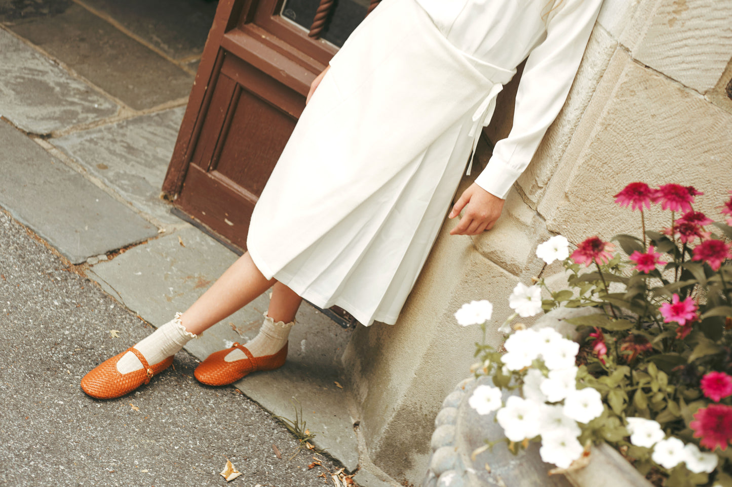 Pleated Wrap Skirt Off White