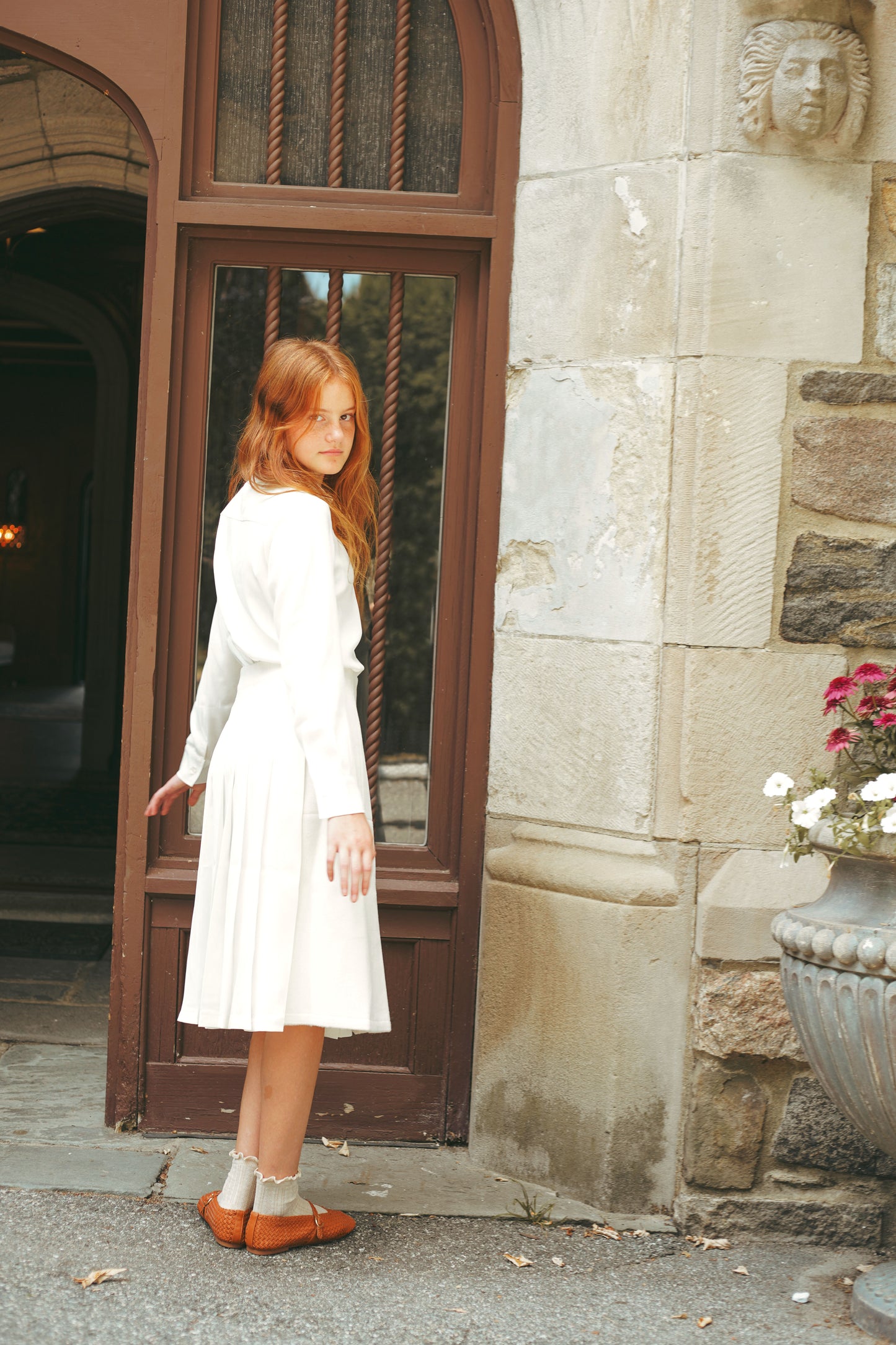 Pleated Wrap Skirt Off White