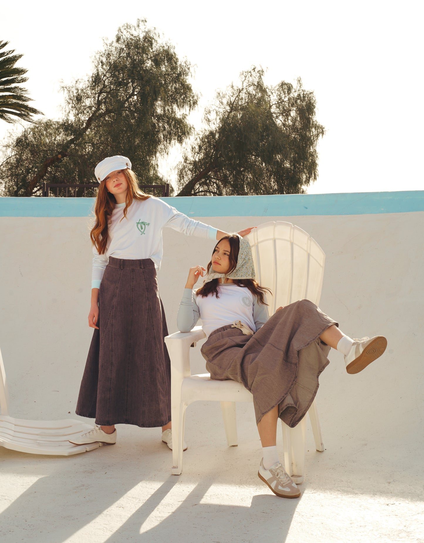 Paneled Black Denim Skirt