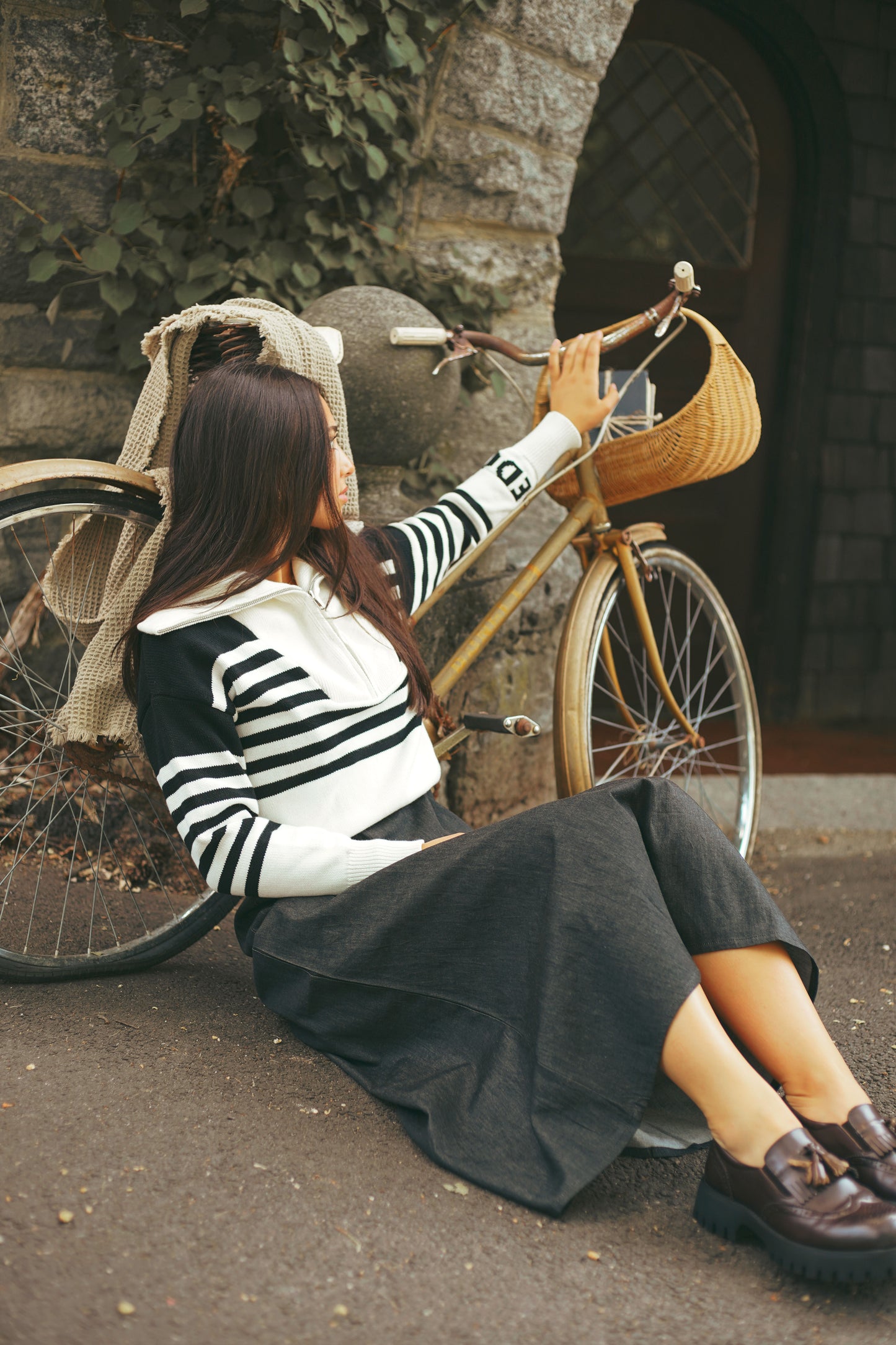 Striped Half Zip Sweater