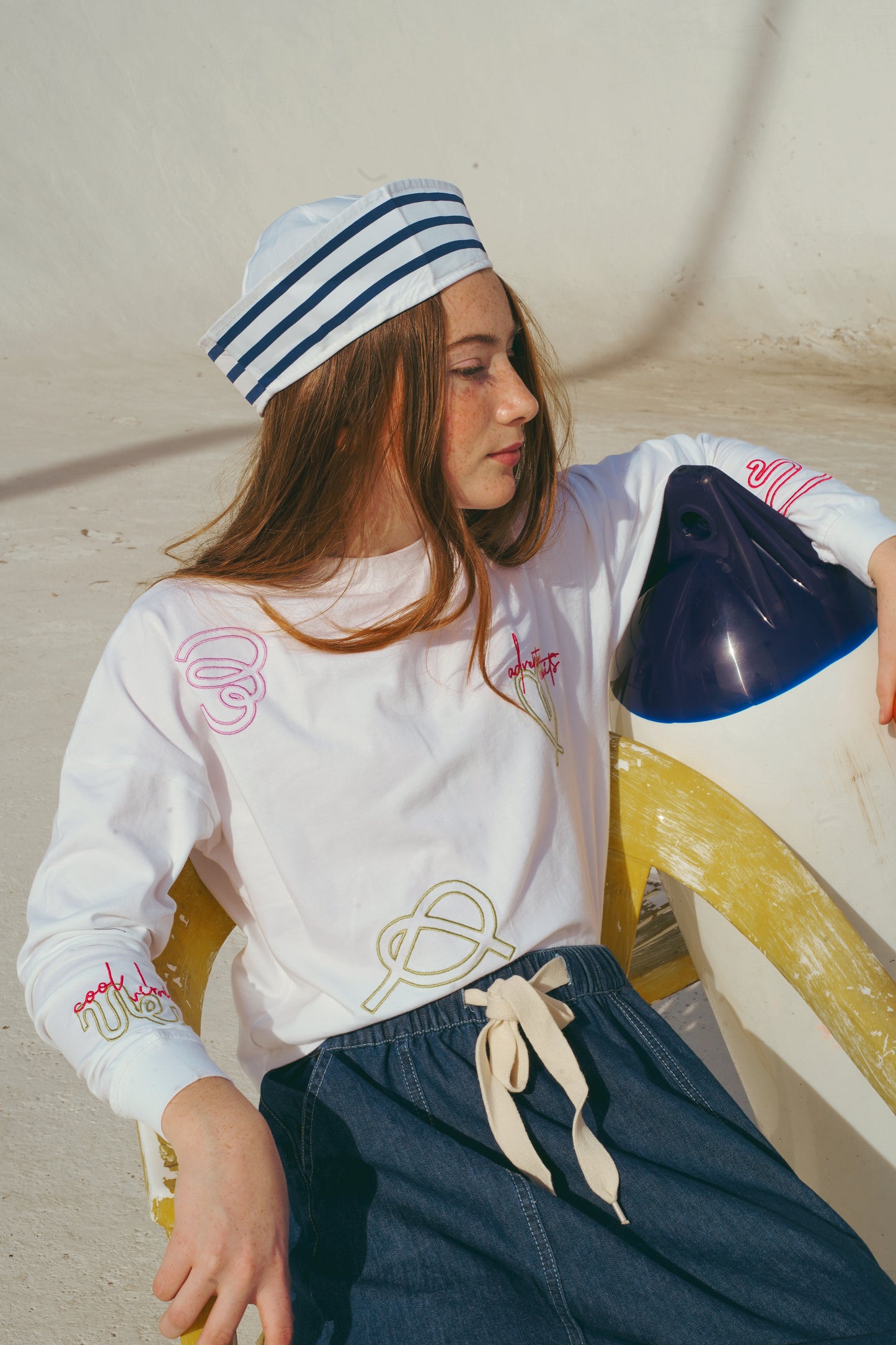 Neon Embroidered Tee Shirt - White