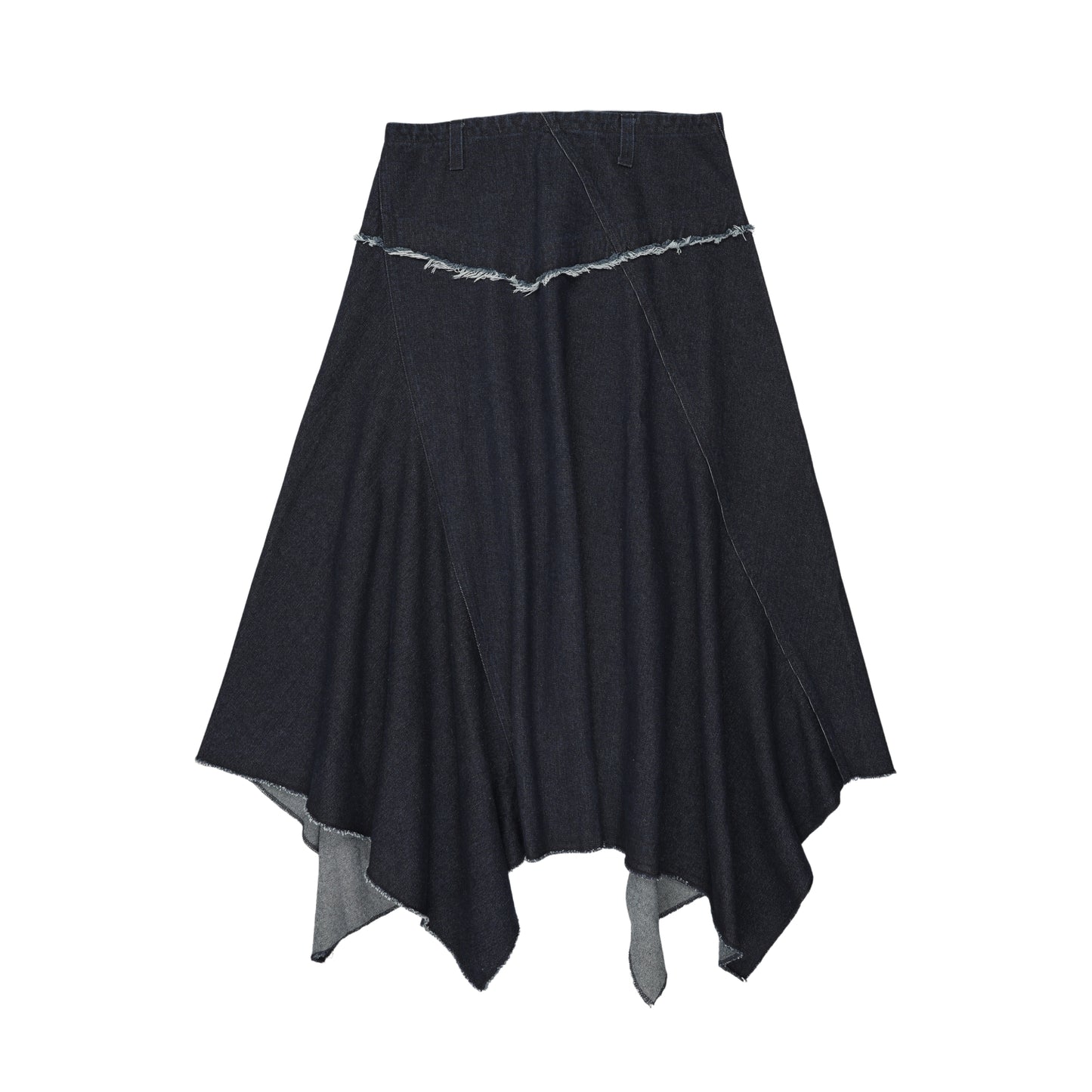 Denim Uneven Skirt Navy