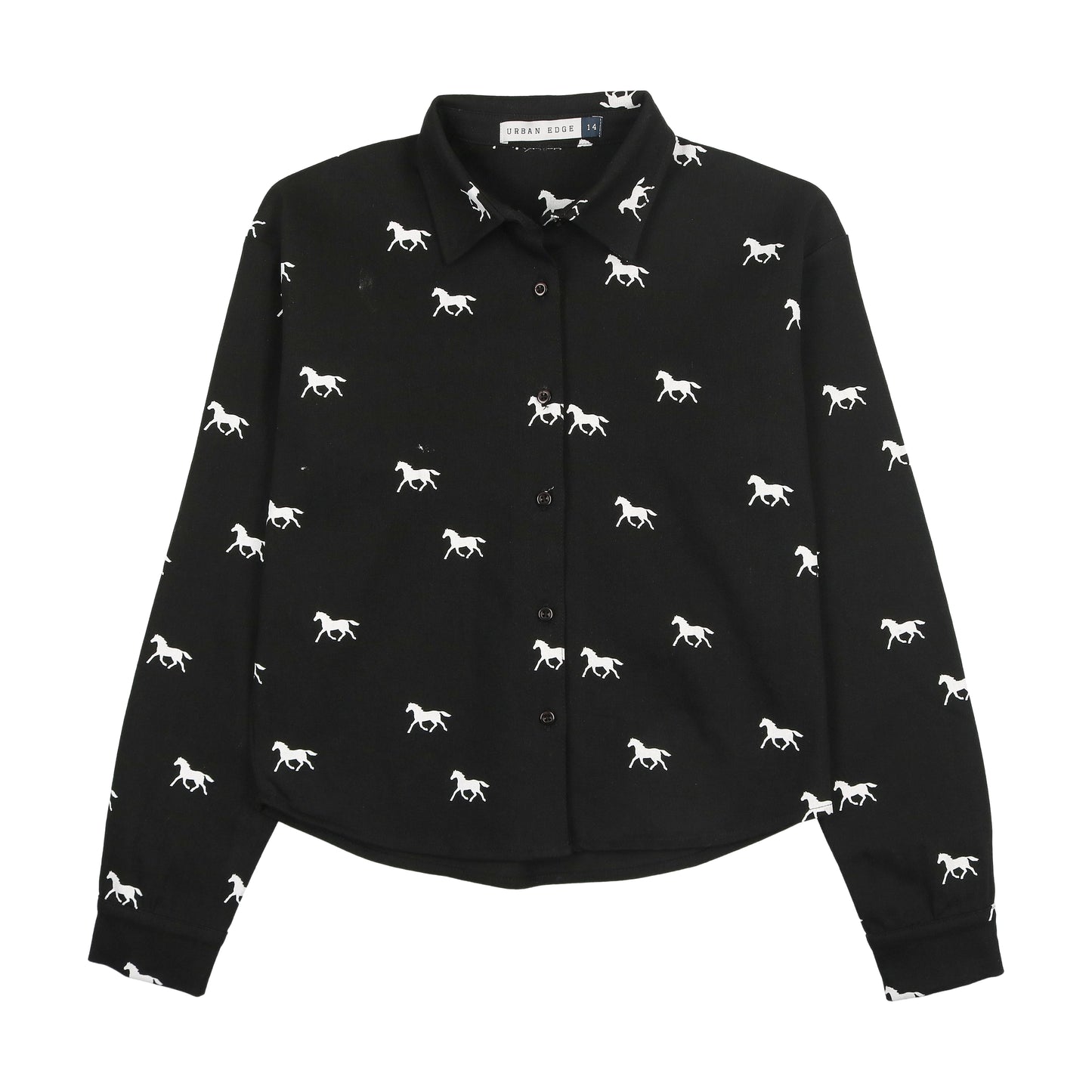 Denim Black Horse Print Shirt