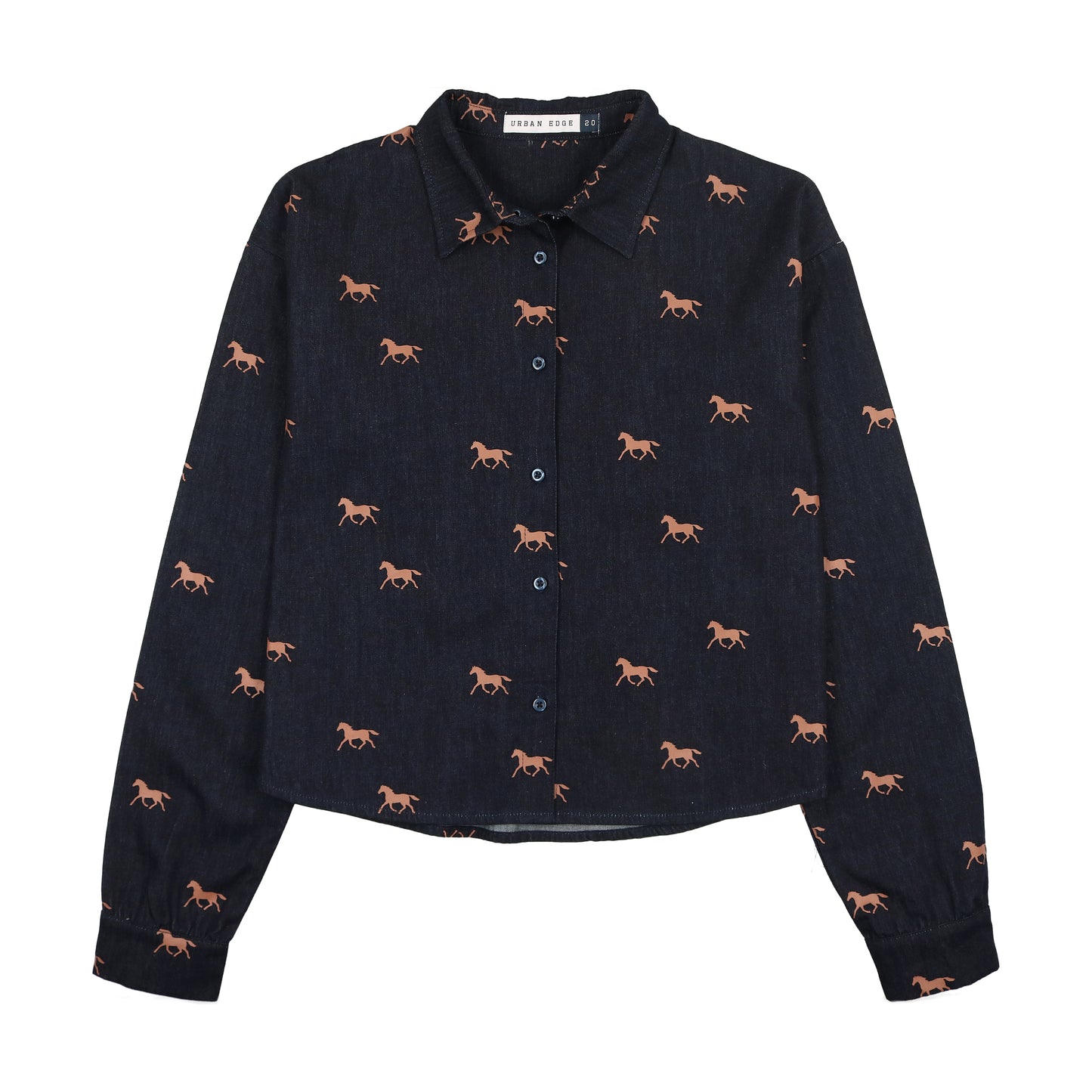 Denim Navy Horse Print Shirt