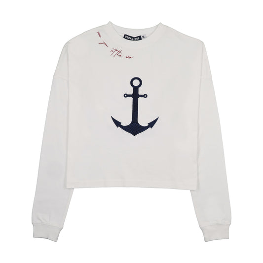 Anchor Cropped Tee- White