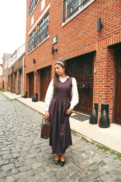 Bow Dress Mulberry- Removable Bows. Size UP