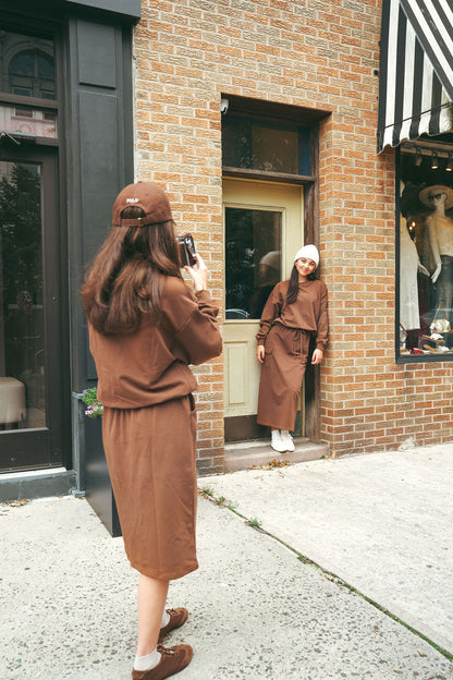 Midi Sweatset Sweatskirt Brown