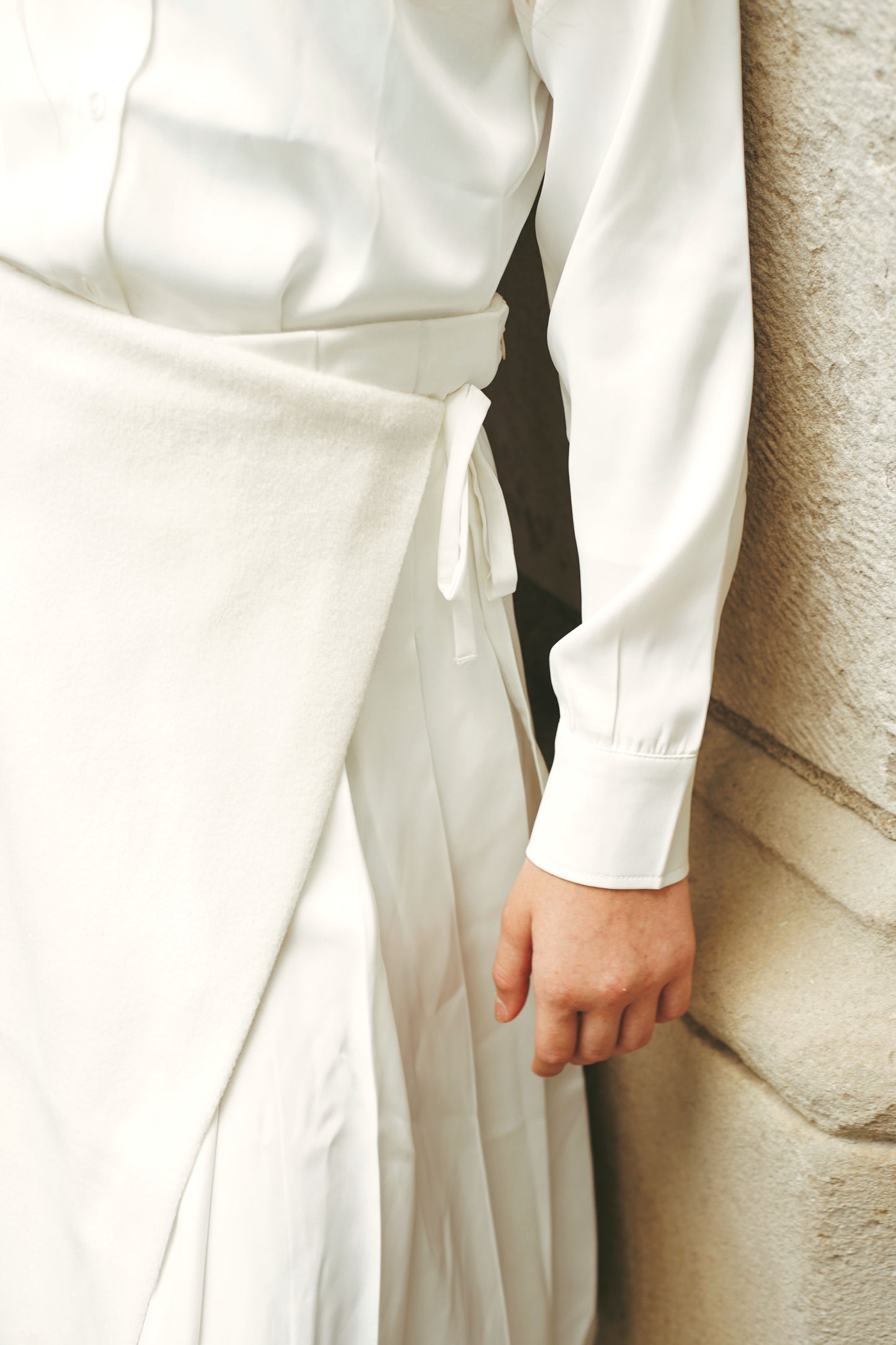 Pleated Wrap Skirt Off White
