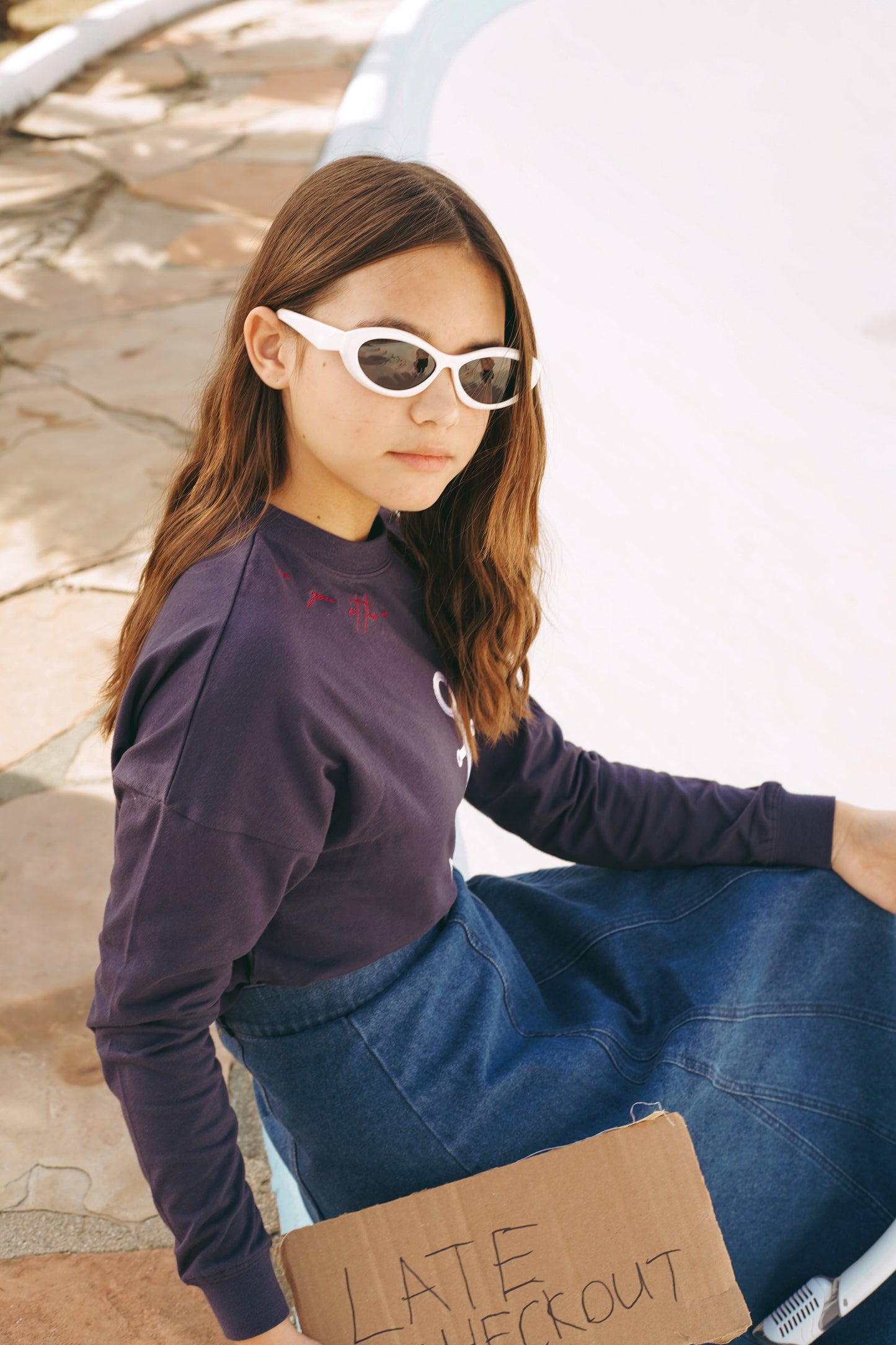 Anchor Cropped Tee- Navy