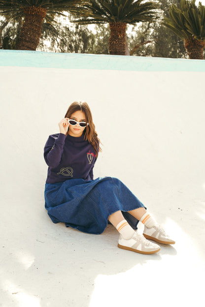 Neon Embroidered Tee Shirt - Navy