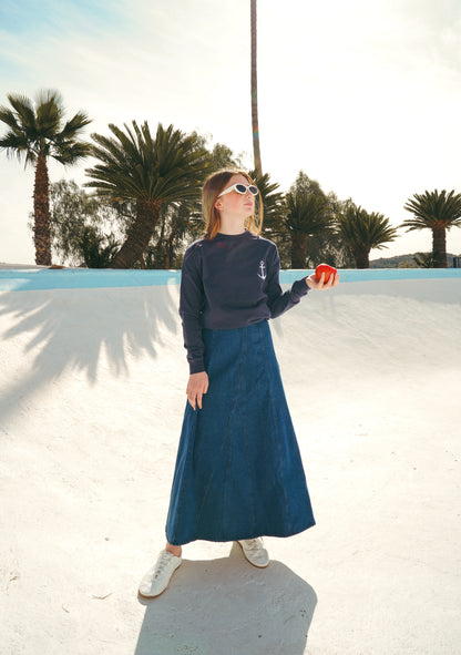Paneled Navy Skirt