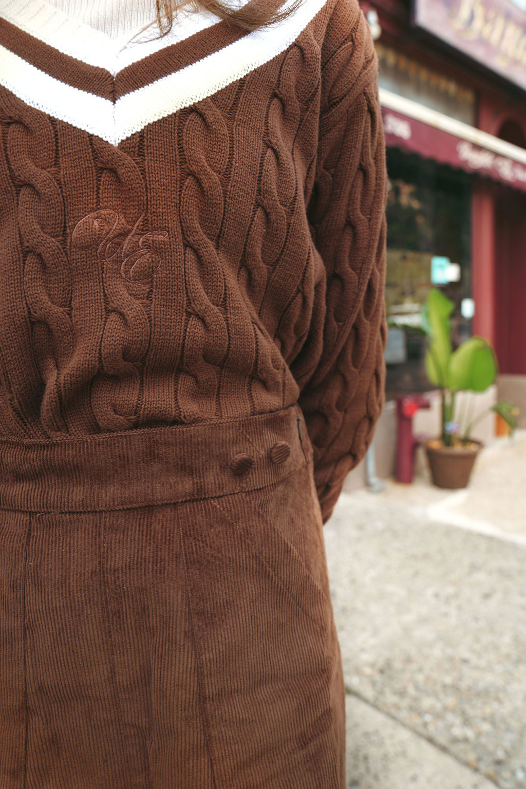 Cable Knit Sweater Brown