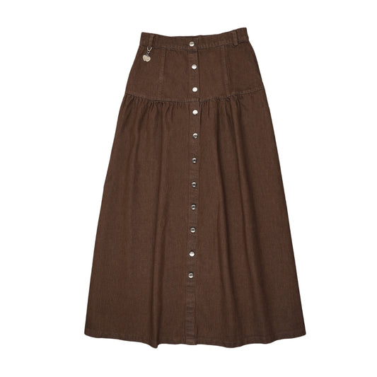 Denim Dropwaist Skirt Brown