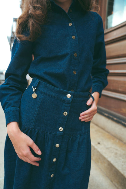 Denim Dropwaist Skirt Navy