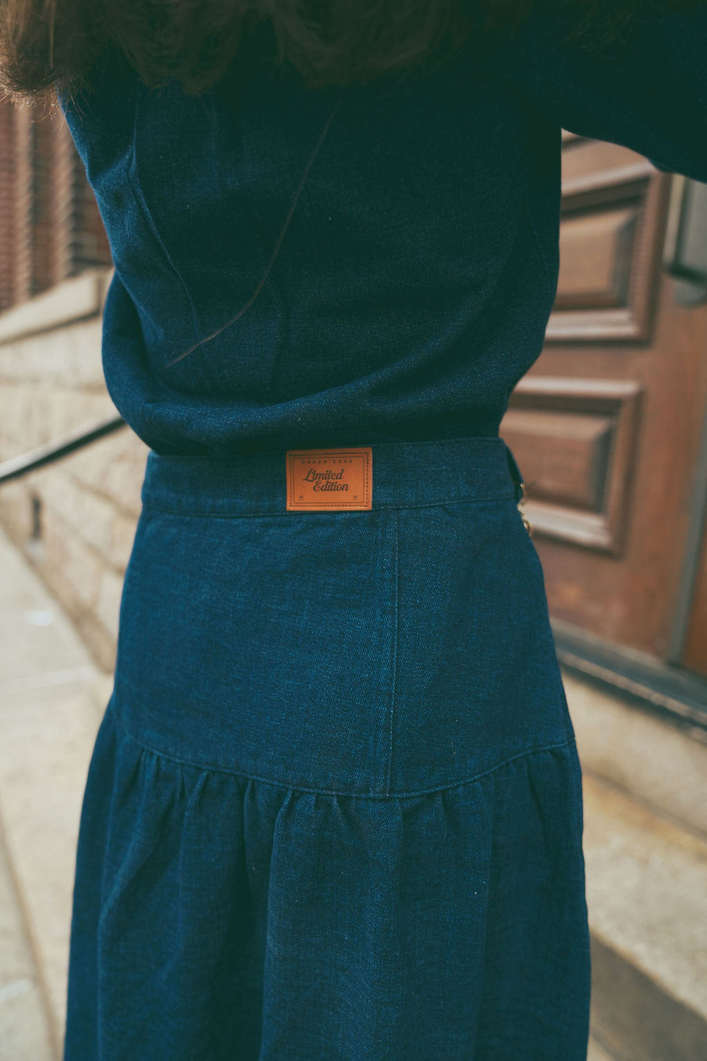 Denim Dropwaist Skirt Navy