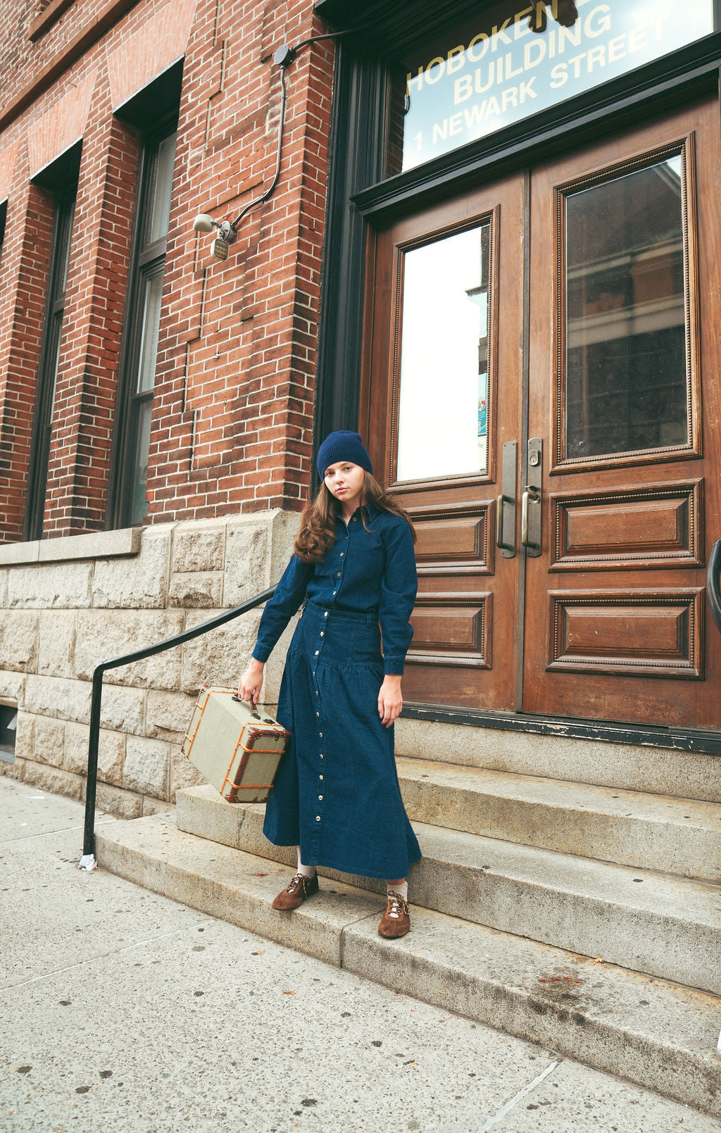 Denim Dropwaist Skirt Navy