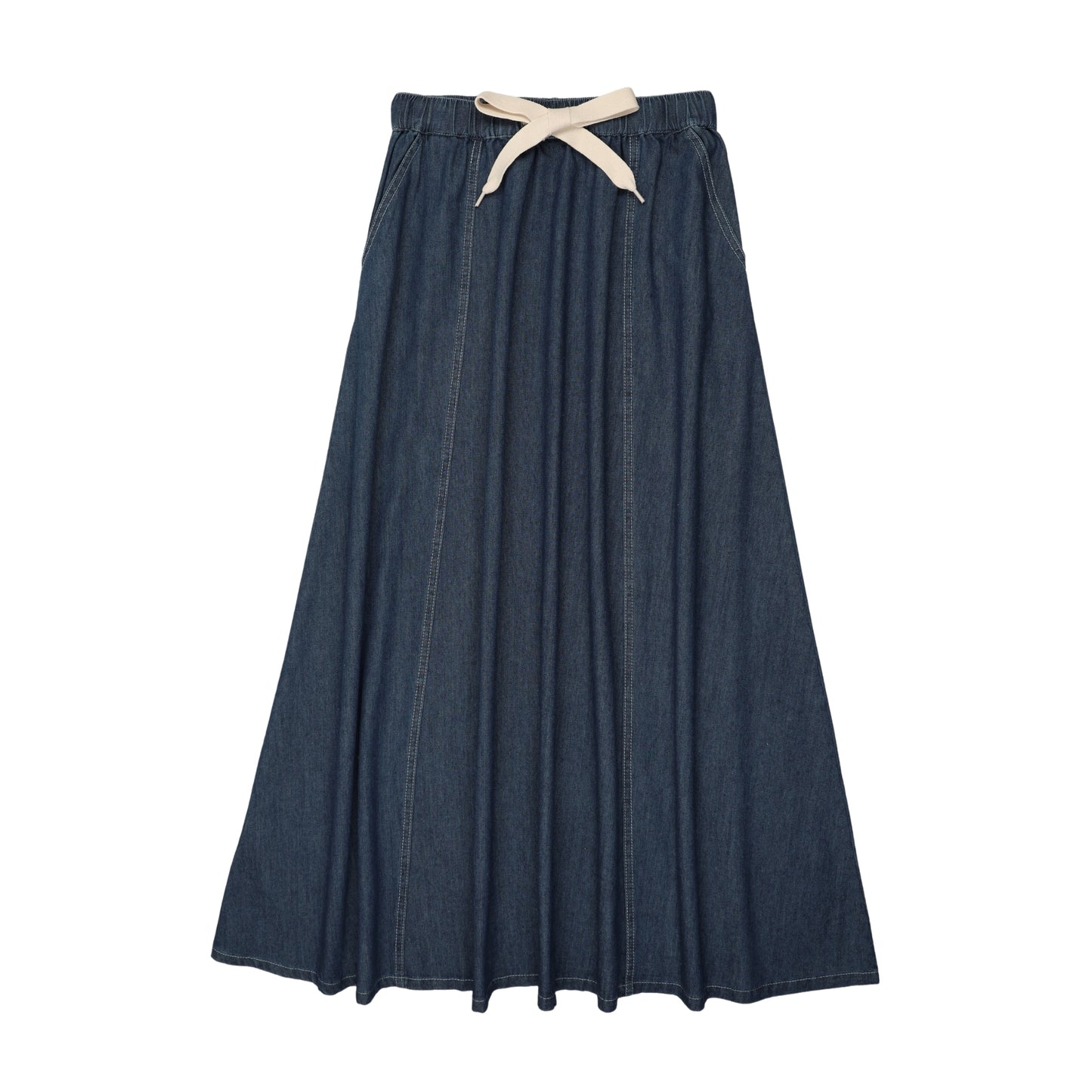 Drawstring Navy Denim Skirt