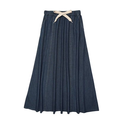 Drawstring Navy Denim Skirt