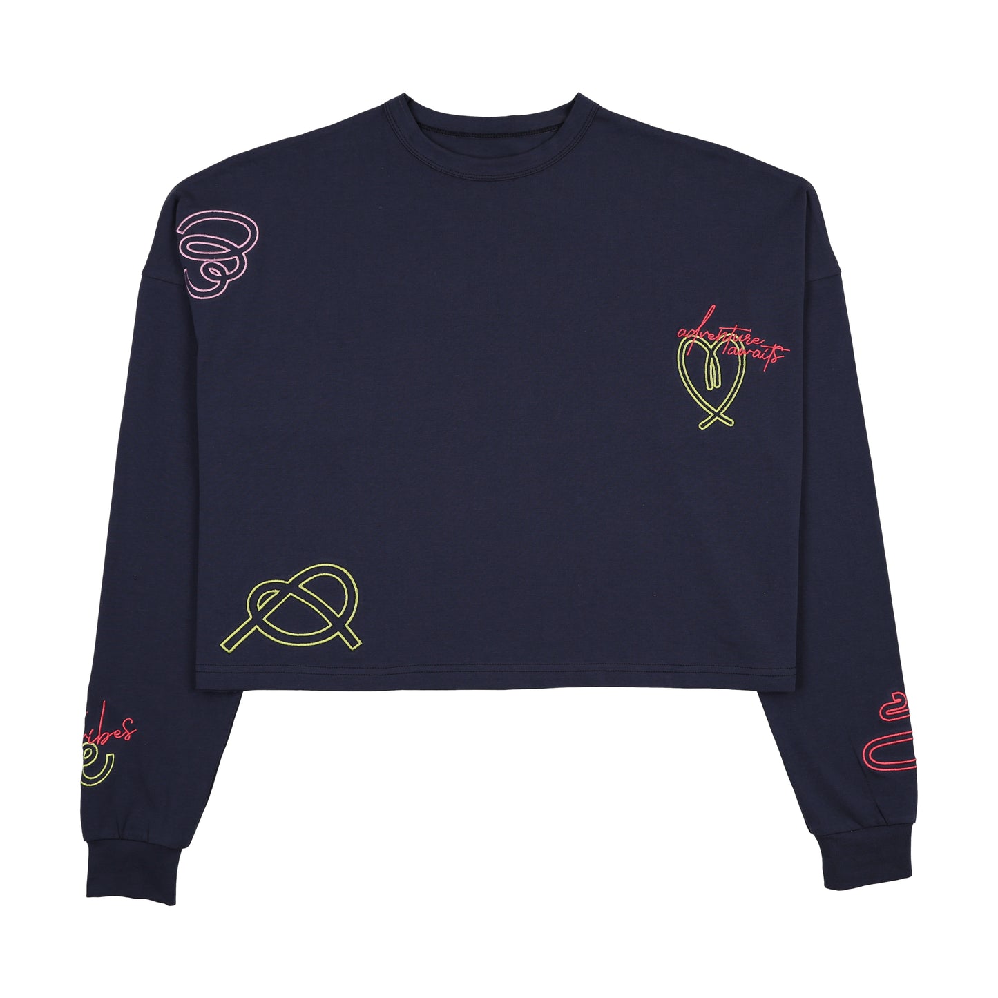 Neon Embroidered Tee Shirt - Navy