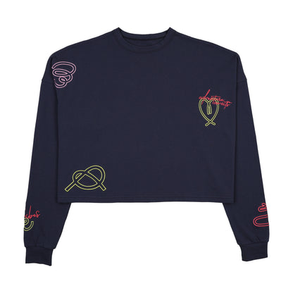 Neon Embroidered Tee Shirt - Navy