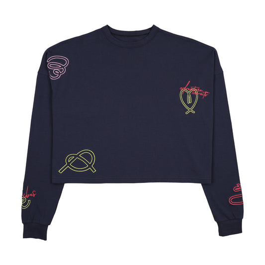 Neon Embroidered Tee Shirt - Navy