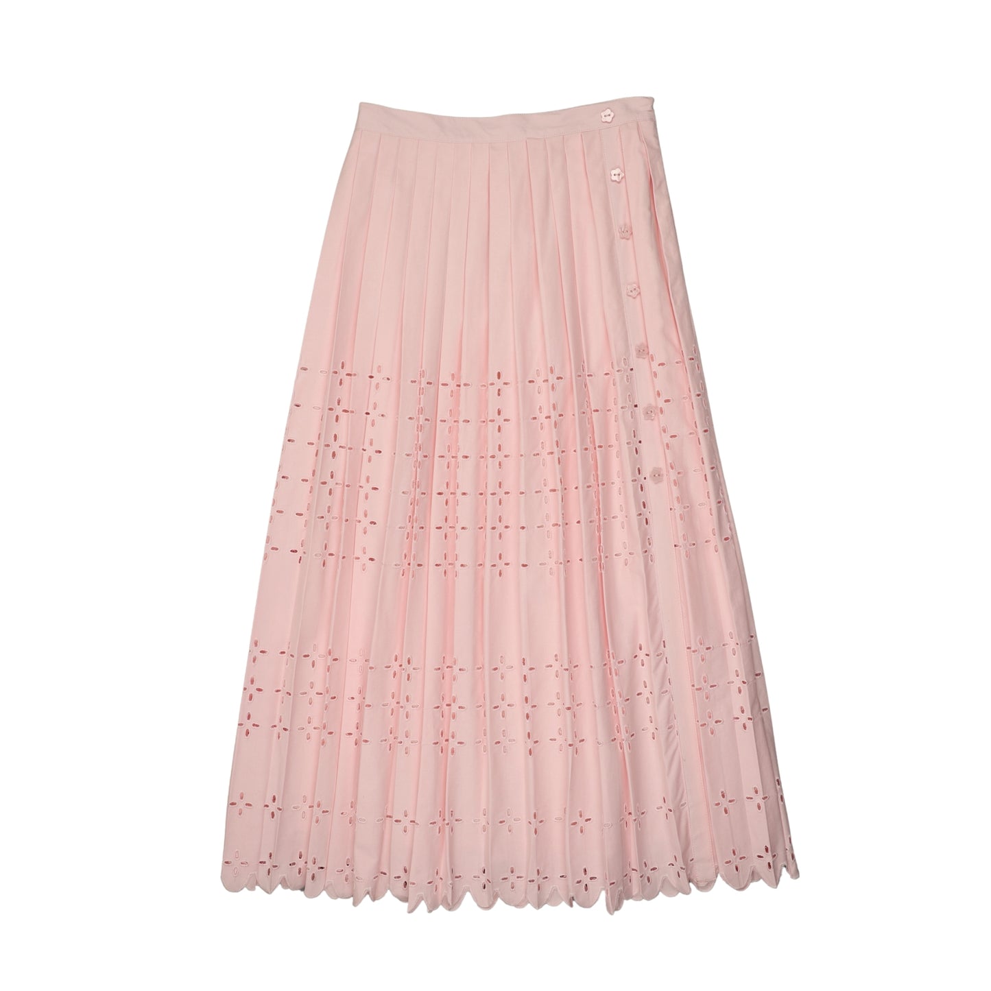 Eyelet Pleated Skirt Pink