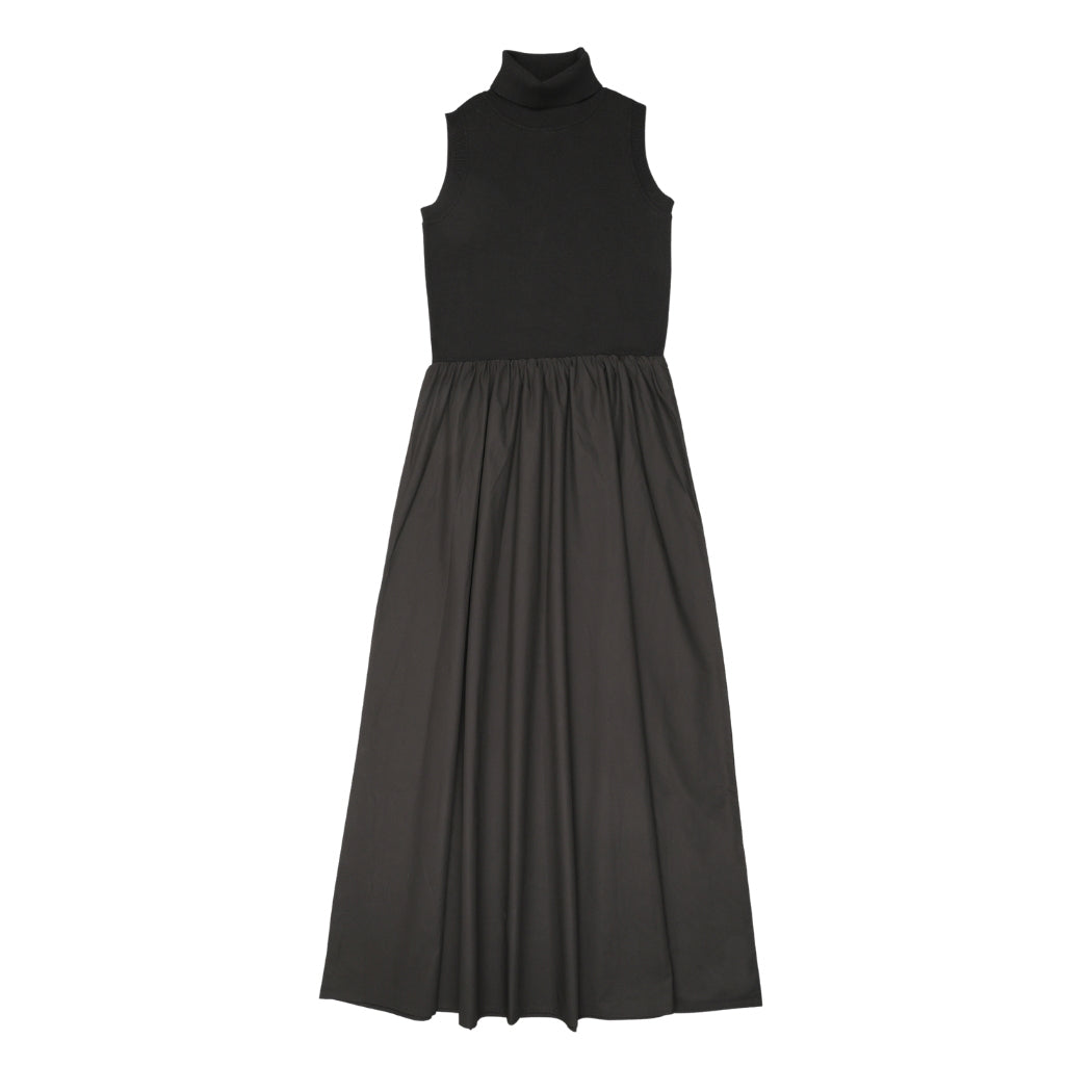 Knit Combo Dress Black