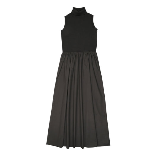 Knit Combo Dress Black