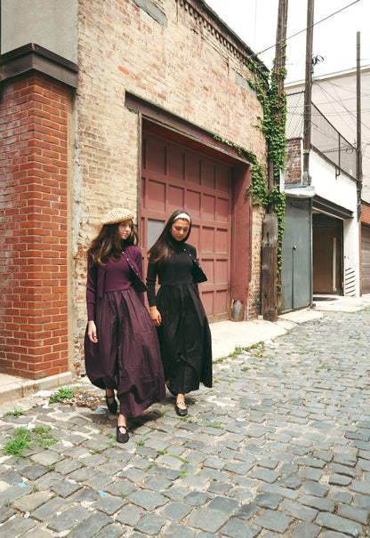 Knit Combo Dress Black