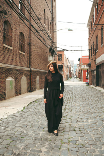 Knit Combo Robe Black