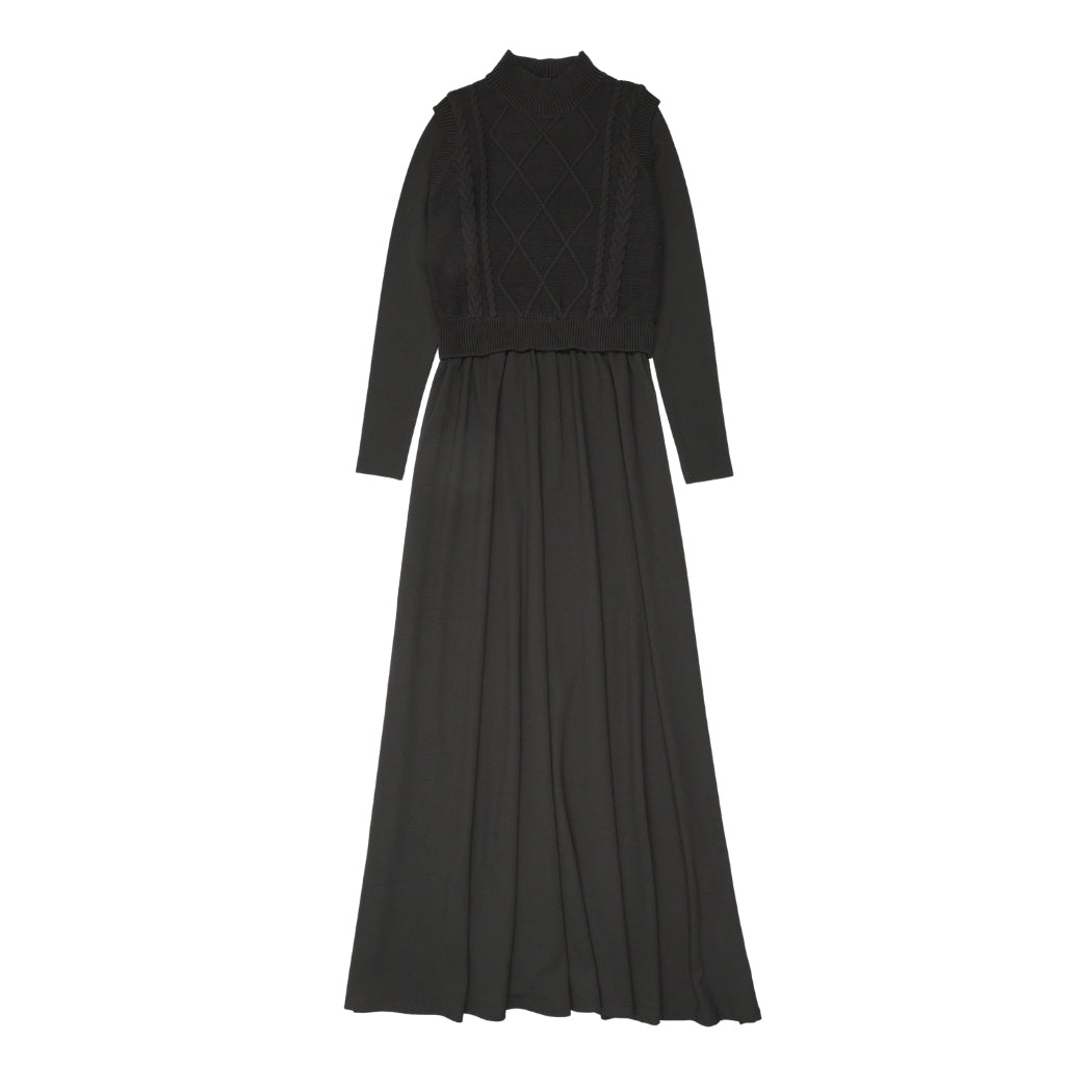 Knit Combo Robe Black
