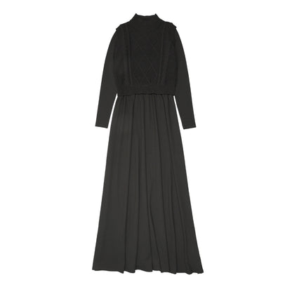 Knit Combo Robe Black