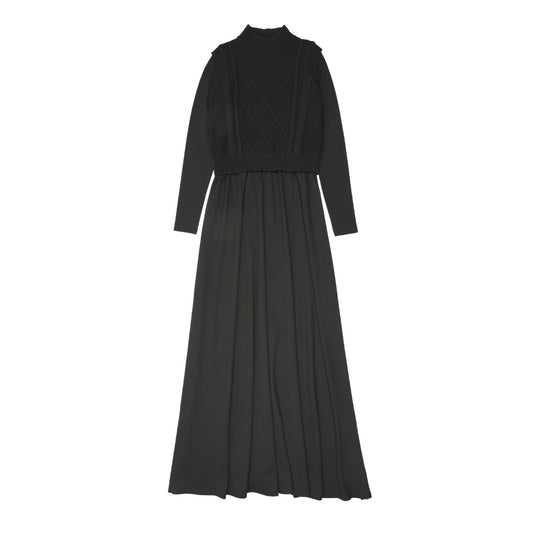 Knit Combo Robe Black