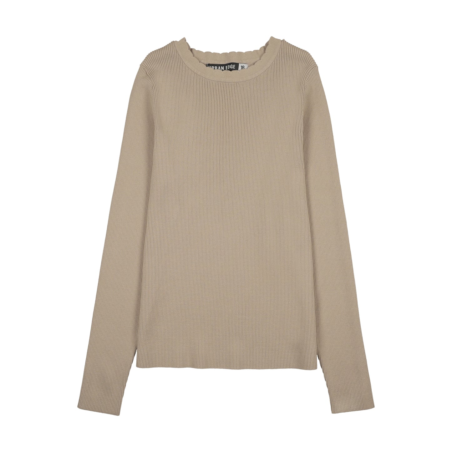 Scalloped Knit Sweater Tan