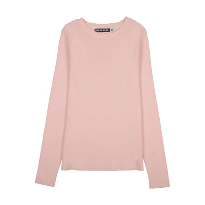 Scalloped Knit Sweater Light Pink