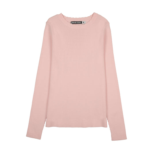 Scalloped Knit Sweater Light Pink
