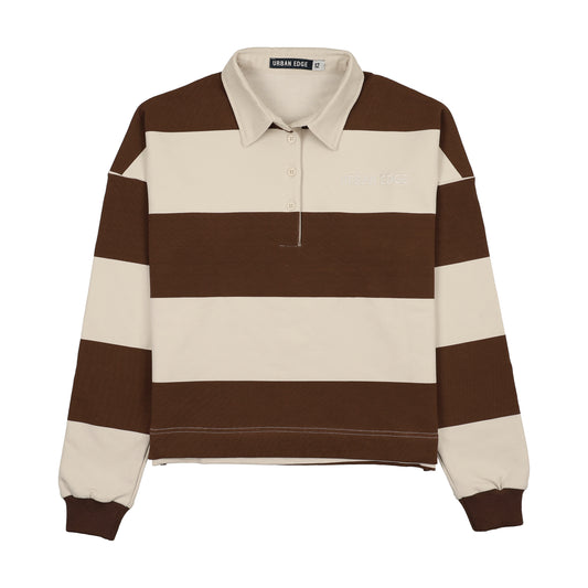 Striped Rugby Sweatshirt Brown