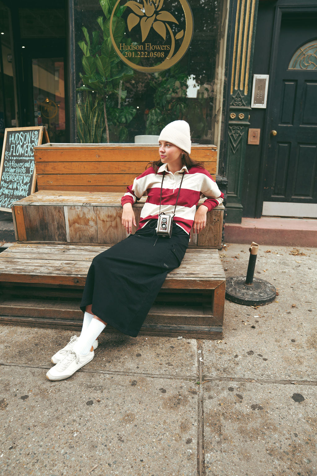 Striped Rugby Sweatshirt Burgundy