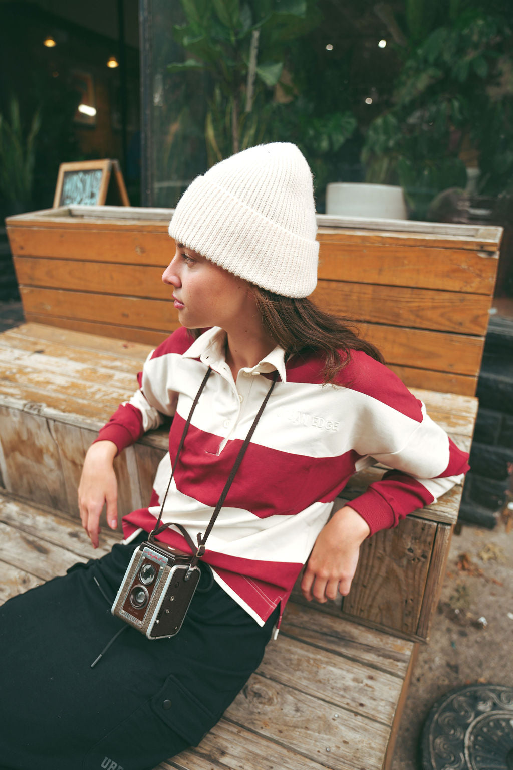 Striped Rugby Sweatshirt Burgundy