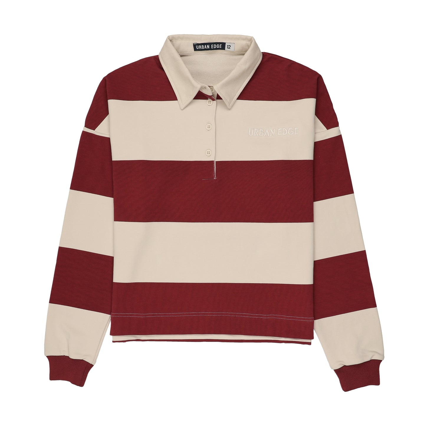 Striped Rugby Sweatshirt Burgundy
