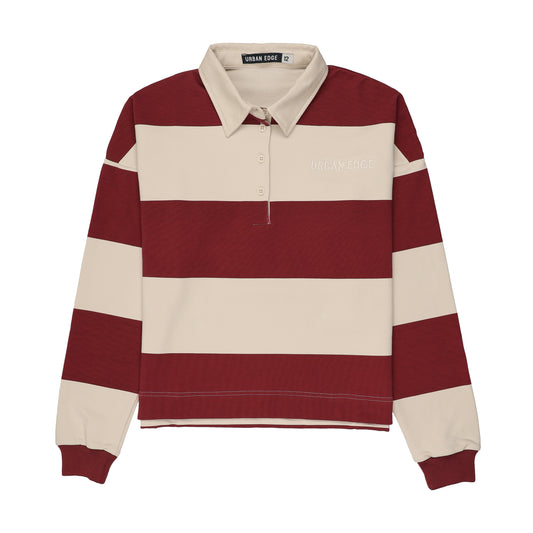 Striped Rugby Sweatshirt Burgundy