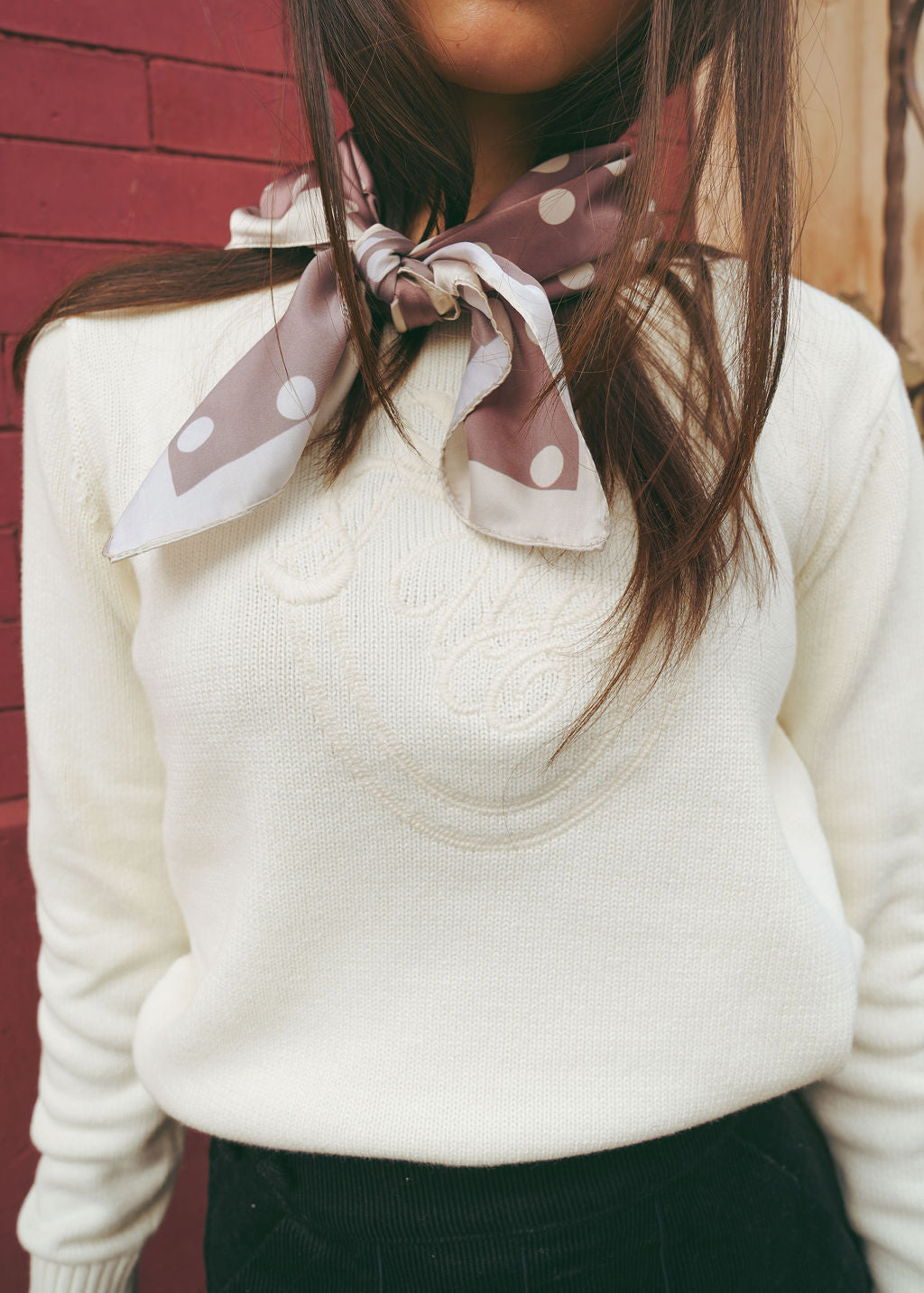 Tone on Tone Knit Sweater Off White
