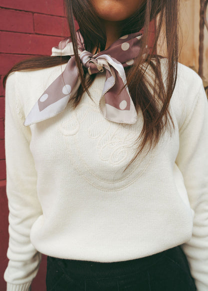 Tone on Tone Knit Sweater Off White