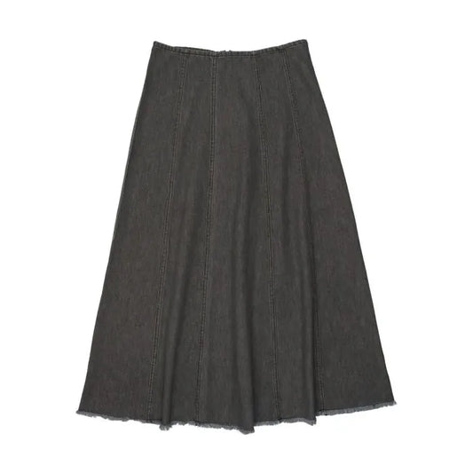 Black Paneled Denim Skirt