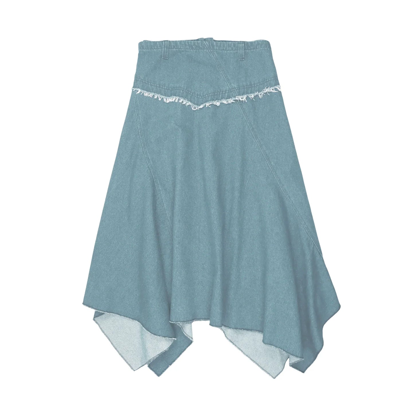 Uneven Light Denim Skirt