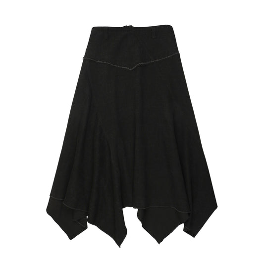 Denim Uneven Skirt Black