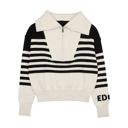 Striped Half Zip Sweater
