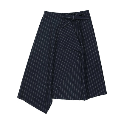 Pinstriped Wrap Skirt Navy