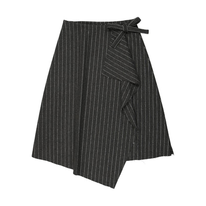 Pinstriped Wrap Skirt Grey