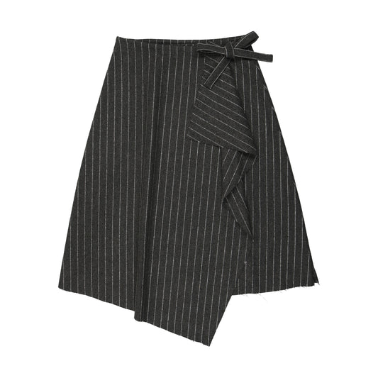 Pinstriped Wrap Skirt Grey